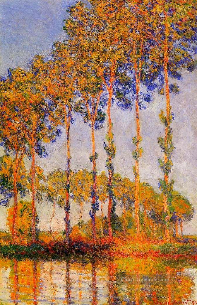 einer Reihe von Pappeln Claude Monet Landschaft Strom Ölgemälde